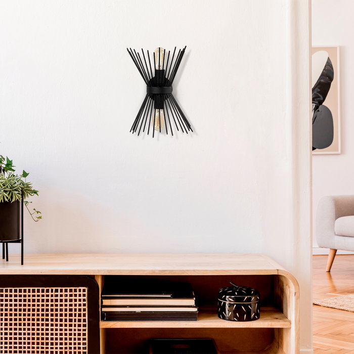 Opviq Aplique de Pared 3091 Negro Moderno Industrial 2x E27 Max 40W Salón